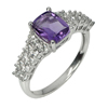3.69 G. Natural Amethyst Real 925 Sterling Silver White Gold Plated Ring Size 9