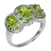 5.07 G. Natural Peridot Real 925 Sterling Silver White Gold Plated Ring Size 8
