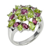 Natural Rhodolite Garnet Peridot Real 925 Sterling Silver Beautiful Ring Size 8