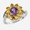 Natural Amethyst Citrine Gem Real 925 Sterling Silver Ring Size 8