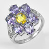4.76 G. Natural Gem Amethyst Citrine Real 925 Sterling Silver Ring Size 8
