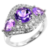 5.82 G. Natural Amethyst Real 925 Sterling Silver White Gold Plated Ring Size 7