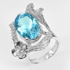 10.87 G. Natural Blue Topaz Gem Real 925 Sterling Silver Beautiful Ring Size 7