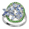 7.64 G. Natural Tazanite Tsavorite Garnet Real 925 Sterling Silver Ring Size 10