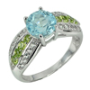 4.36 G. Round Natural Topaz Peridot Real 925 Sterling Silver Jewelry Ring Size 8