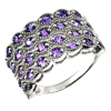 Natural Amethyst Real 925 Sterling Silver White Gold Plated Ring Size 10