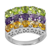 6.58 G. Natural Peridot Amethyst Citrine Real 925 Sterling Silver Ring Size 6