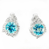 5.01 G. Natural Round Swiss Blue Topaz Real 925 Sterling Silver Earrings