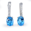 3.59 G. Natual Gems Swiss Blue Topaz with Cz Real 925 Sterling Silver Earrings