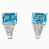 4.01 G. Octagon Natural Gems Swiss Blue Topaz Real 925 Sterling Silver Earrings
