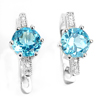 4.12 G. Natural Gemstone Swiss Blue Topaz Real 925 Sterling Silver Earrings