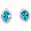 925 Sterling Silver Jewelry Earrings 4.08 G. with Natural Gemstone Blue Topaz