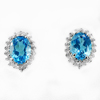 4.17 G. Natural Gems Swiss Blue Topaz with Cz Real 925 Sterling Silver Earrings