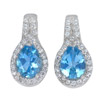 4.21 G. Pear Natural Swiss Blue Topaz Real 925 Sterling Silver Earrings