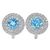4.12 G. Natural Gem Swiss Blue Topaz with Cz Real 925 Sterling Silver Earrings