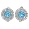4.15 G. Natural Swiss Blue Topaz Gems with Cz Real 925 Sterling Silver Earrings