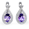 Purple Amethyst with Cz Real 925 Sterling Silver Earrings 4.51 G. Natural Gems