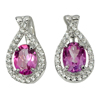 4.35 G. Natural Gems Oval Shape Pink Topaz Real 925 Sterling Silver Earrings