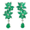 925 Sterling Silver White Gold Plated Earrings With Natural Green Aventurine