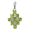 Real 925 Sterling Silver Pandant With Natural Gemstone Green Peridot and Cz