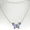 10.37 G. Natural Garnet Butterfly Enamel 925 Sterling Silver Necklace 19 Inch.