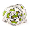 5.93 G. Good Green Enamel White CZ Real 925 Sterling Silver Jewelry Ring Size 7