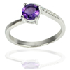 925 Sterling Silver Ring Size 7.5 with Natural Purple Amethyst with CZ 2.09 G.