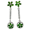 8.96 G. Natural Green Chome Diopside with Cz Real 925 Sterling Silver Earrings
