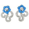 4.64 G. Nice Flower Enamel With White CZ Real 925 Sterling Silver Earrings