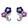 925 Sterling Silver Earring Jewelry with White CZ Beautiful Flower Enamel Design