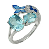 925 Sterling Silver Ring Jewelry Butterfly Enamel with Natural Topaz Size 8