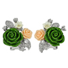 9.45 G. Model Beautiful Flower Resin Real 925 Sterling Silver Jewelry Earrings