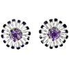 19.95 G. Natural Gem Amethyst Real 925 Sterling Silver Earrings Design Enamel