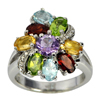 7.83 G. Natural Amethyst Citrine Peridot Garnet 925 Sterling Silver Ring Size 8