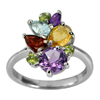 Natural Amethyst Citrine Garnet Topaz Real 925 Sterling Silver Ring Size 8