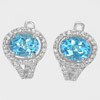 6.01 G. Natural Gemstones Swiss Blue Topaz Real 925 Sterling Silver Earrings
