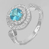 3.81 G. Natural Swiss Blue Topaz Gemstone Real 925 Sterling Silver Ring Size 7