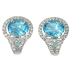 5.79 G. Beautiful Natural Gem Swiss Blue Topaz Real 925 Sterling Silver Earrings