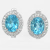 Swiss Blue Topaz Real 925 Sterling Silver Earrings 6.28 G. Natural Thailand