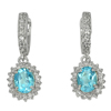 5.52 G. Natural Gemstones Swiss Blue Topaz Real 925 Sterling Silver Earrings