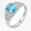 3.55 G. Natural Gemstone Swiss Blue Topaz Real 925 Sterling Silver Ring Size 8