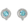 4.26 G.Natural Gemstone Round Swiss Blue Topaz Real 925 Sterling Silver Earrings
