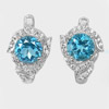 4.98 G. Good Round Natural Blue Topaz Real 925 Sterling Silver Earrings