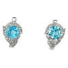 4.89 G. Alluring Natural Gem Swiss Blue Topaz Real 925 Sterling Silver Earrings