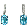 3.56 G. Oval Swiss Blue Natural Gem Topaz Real 925 Sterling Silver Earrings
