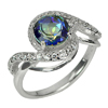 925 Sterling Silver Ring Jewelry with Natural Mystic Blue Quartz and CZ Size 6