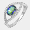 2.41 G. Natural Gemstone Mystic Blue Quartz Real 925 Sterling Silver Ring Size 8