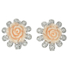 925 Sterling Silver Jewelry Earrings 6.44 G. Orange Flower Rose Resin