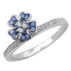 925 Sterling Silver Ring 2.45 G. Flower Enamel and Round White CZ Size 8