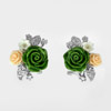 9.03 G. Rose Resin and White CZ Design Real 925 Sterling Silver Earrings